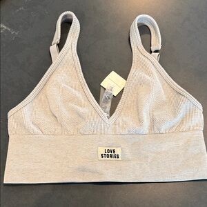 NWT Love Stories Ribbed Seamless Bralette Gray Size L from Anthropologie